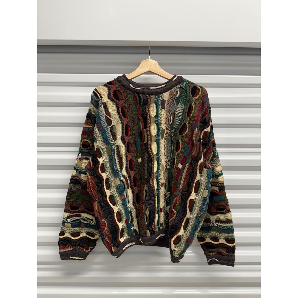 Vintage Coogi Australia Multi Color 3D Knit Cotton Sweater Mens Medium M